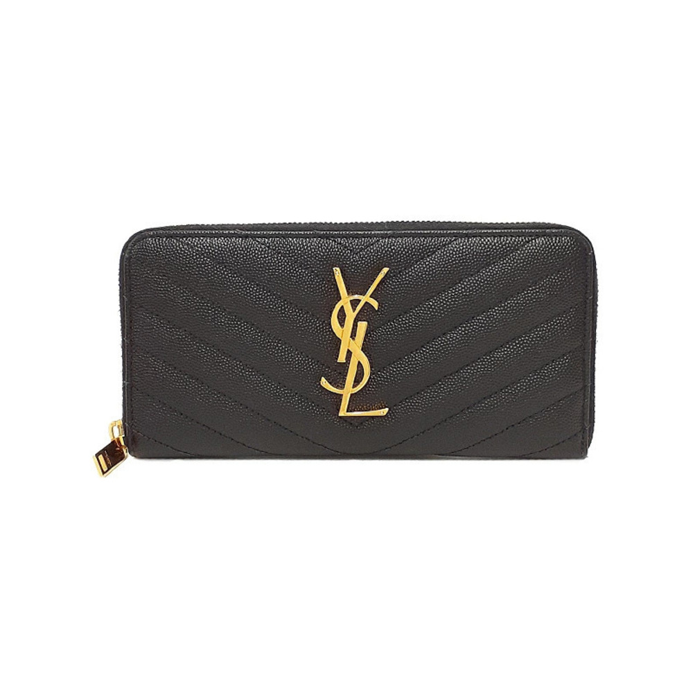 SAINT LAURENT Paris Monogram Full Zip Wallet Round Long